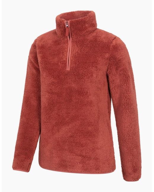 Mountain Warehouse Red Ladies Teddy Fleece Quarter Zip Fleece Top