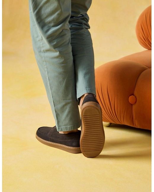 Hush Puppies Brown Madden Boat Shoe Leather Chocolate Boat Shoes for men