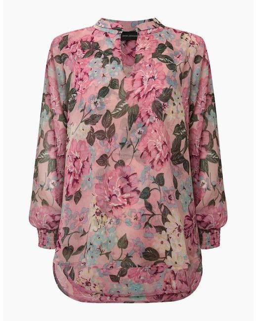 James Lakeland Red Peony Print Blouse