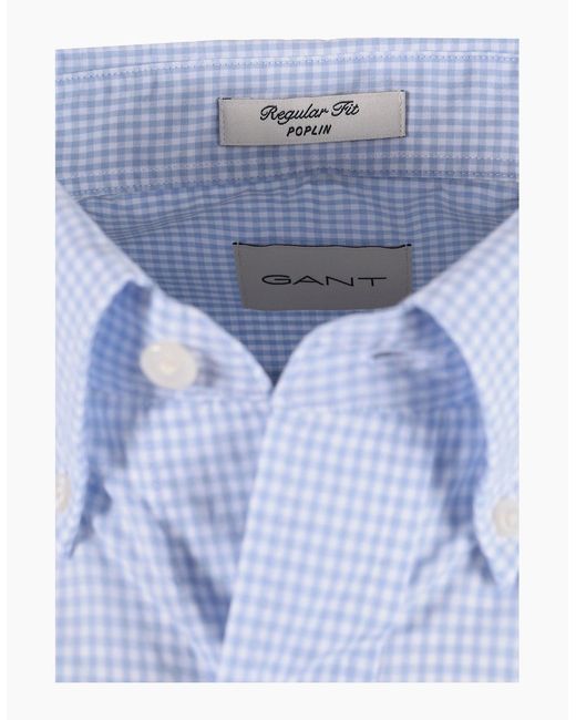 Gant Blue Reg Classic Poplin Gingham Shirt Light for men