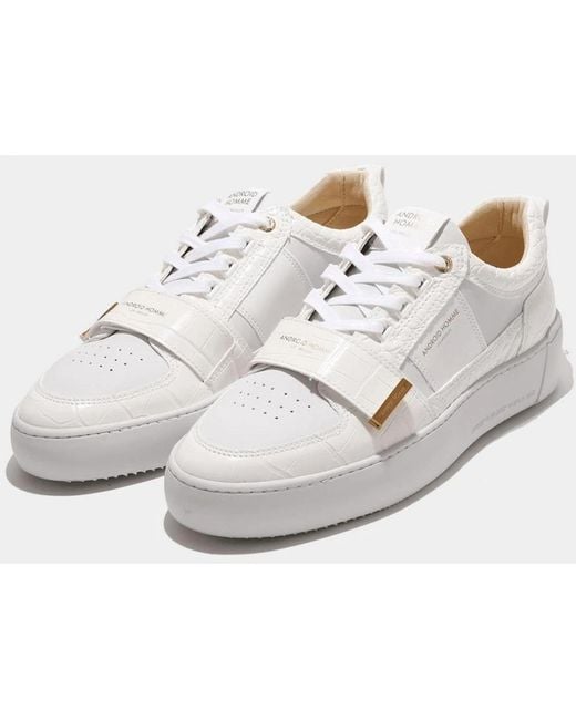 Android Homme White Point Dume Strap Emboss Patent Croc & Hardware Trainer for men
