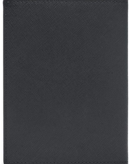 Emporio Armani Black Asv Eagle Logo Leather Passport Holder for men