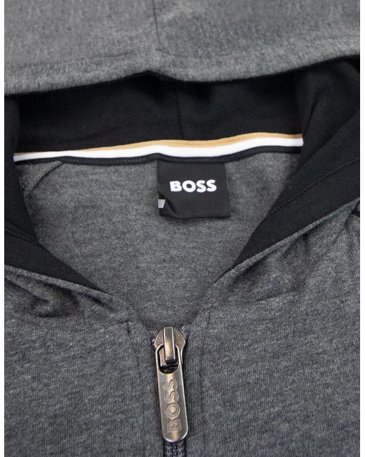Boss Gray Mix & Match Logo Zip Up Jacket Dark 010 for men