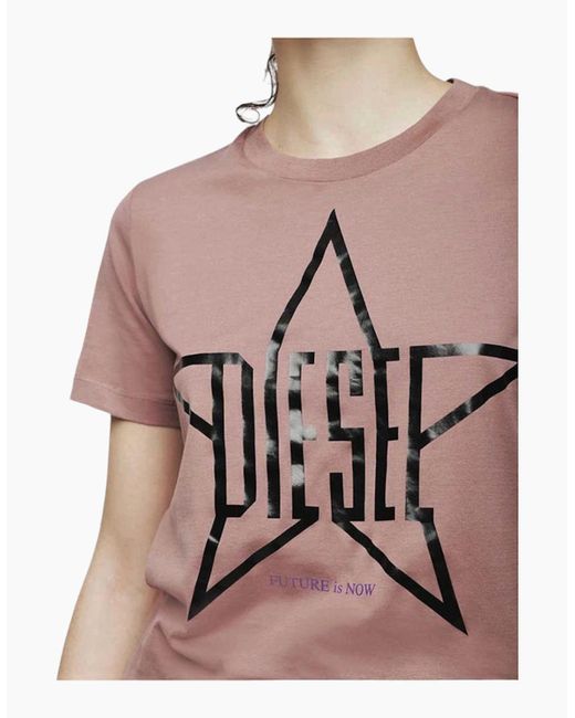 DIESEL Pink T Sily Za T Shirt Crew Neck Short Sleeve Top Casual Summer Tee New