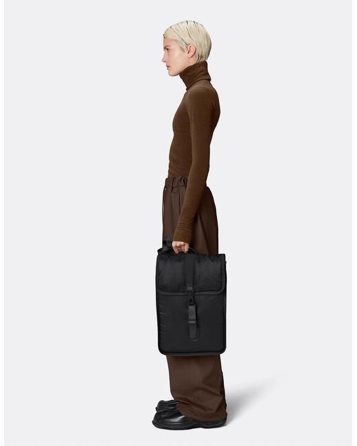 Rains Black Puffed Backpack Mini
