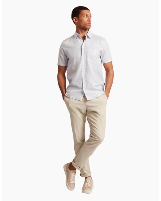 Ted Baker Blue Palomas Pale Linen Shirt for men