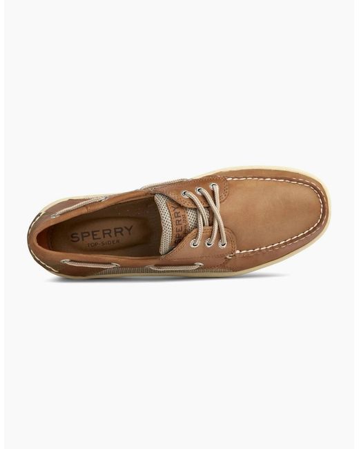 Sperry Top-Sider Brown Sperry Billfish 3 Eye Leather Wide Boat Shoes for men