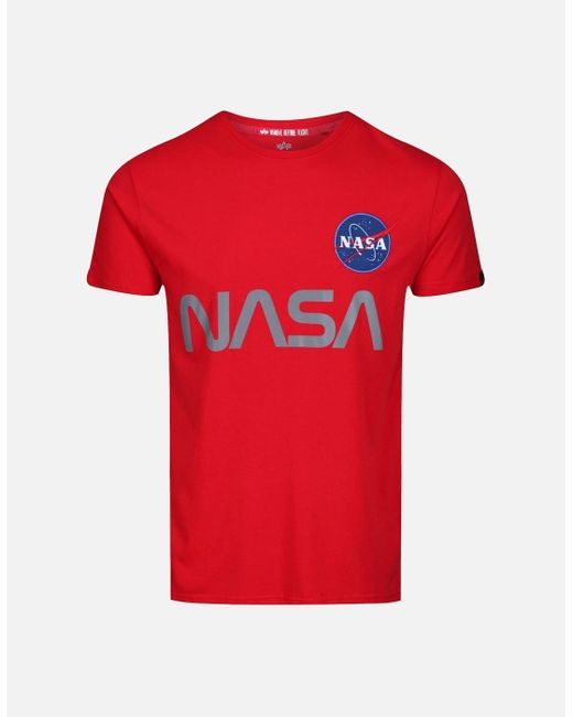 Alpha Industries Red Nasa Reflective Logo T-Shirt for men