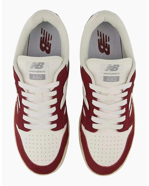 New Balance Brown 480 Trainer Classic Crimson/Sea Salt for men