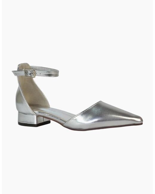 XY London Ladies Jenny Metallic Low Heel Court Shoes