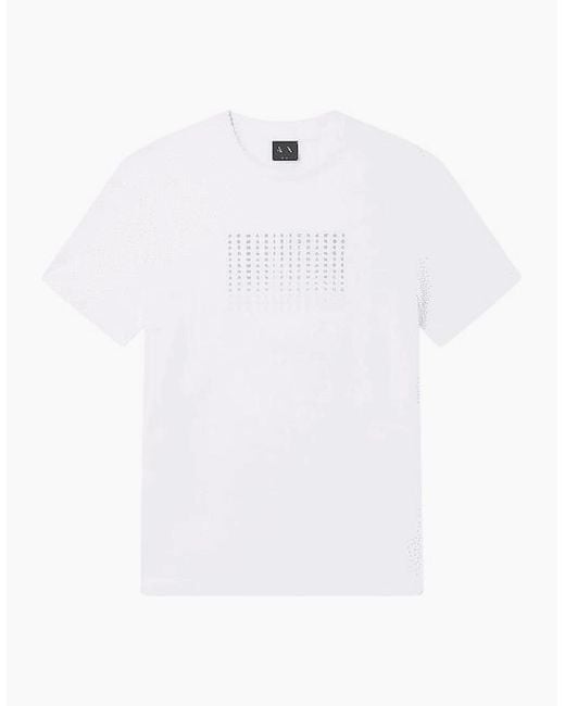 ARMANI EXCHANGE White Slim Fit Repeat Logo T-Shirt for men