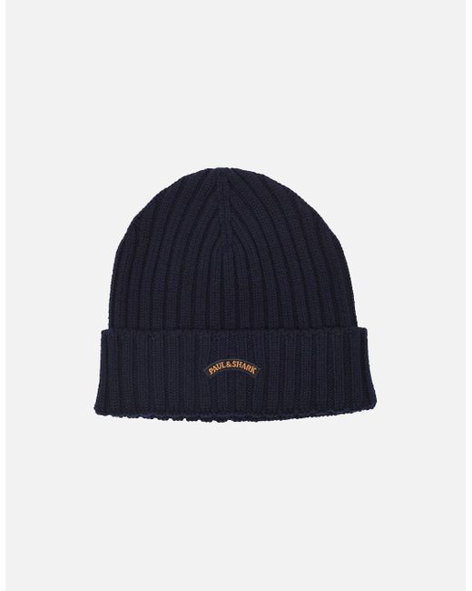 Paul & Shark Blue Paul And Shark Beanie for men