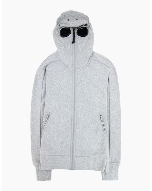 C P Company Gray Front Goggle Diagonal Fleece Hoody M93 for men