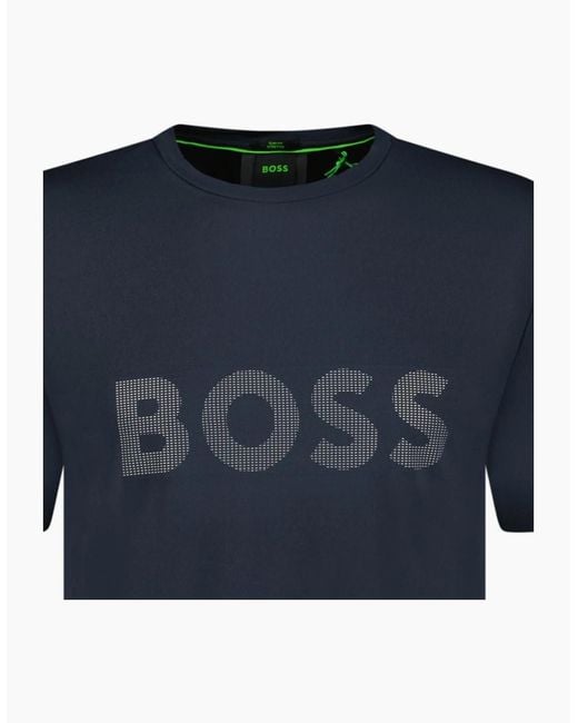 Boss Blue Active Logo-Print T-Shirt for men