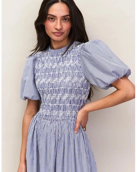 Ro&zo Purple Stripe Shirred Bodice Dress