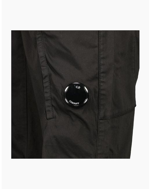 C P Company Black Satin Stretch Lens Cargo Pants for men