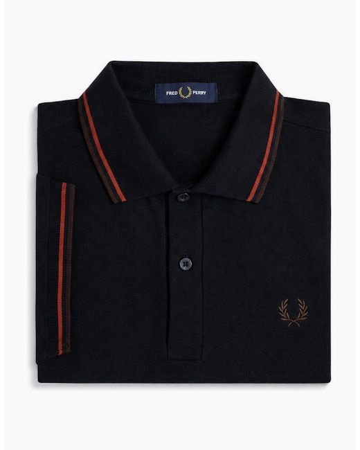 Fred Perry Black Twin Tipped Polo Shirt/Brandy/Rich for men