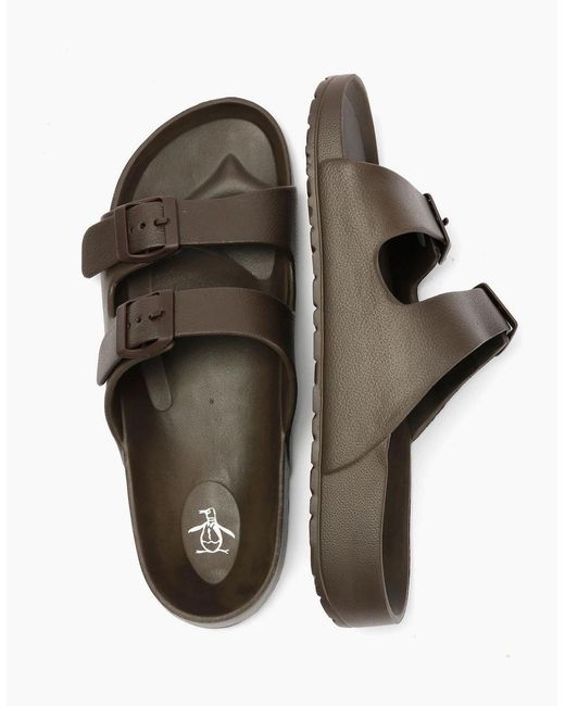 Original Penguin Brown Penguin Eden Chocolate Sandals for men