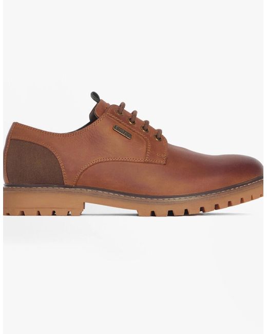 Barbour Brown Sandstone Derby Shoes Cognac for men