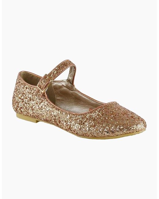 XY London Metallic Ladies Amanda Strappy Glitter Buckle Ballerina Flats