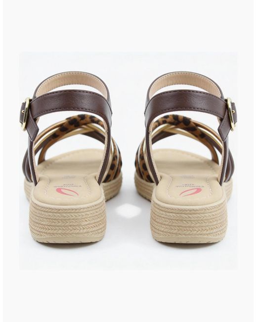 Heavenly Feet White Symphony Ankle Strap Sandals Chocolate/Leopard