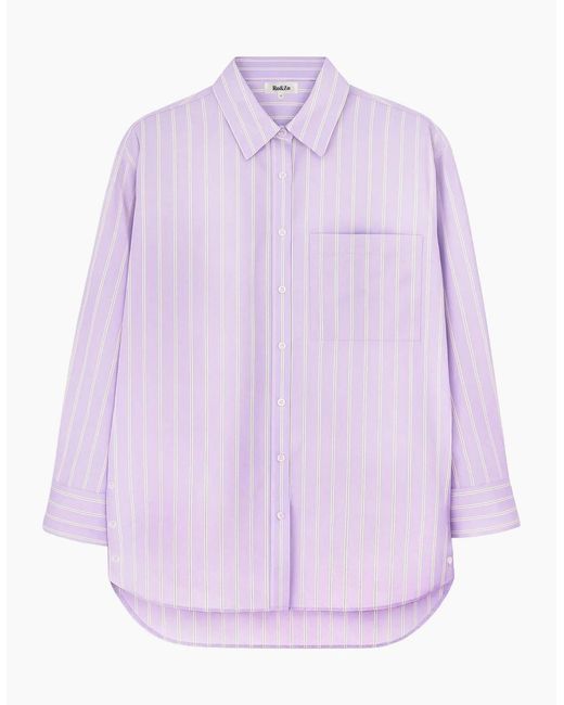 Ro&zo Purple Lilac Stripe Button Side Detail Shirt