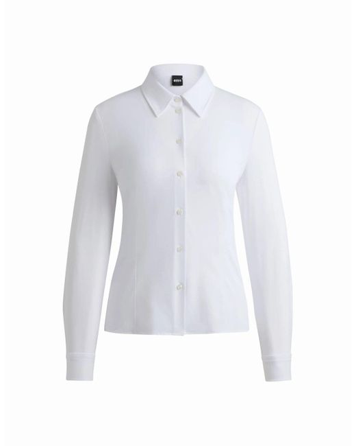 Boss White Boanna Extra-Slim-Fit Blouse
