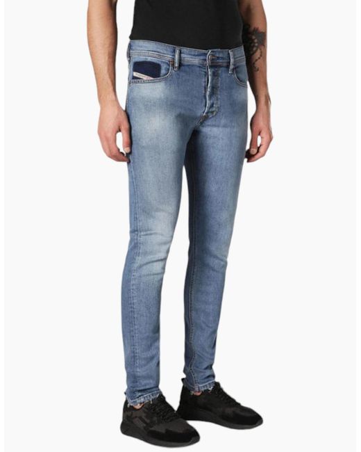DIESEL Blue Tepphar 084Sv Jeans Stretch Lyocell Trousers Slim Casual Denim Pants for men