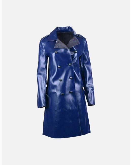 DIESEL Blue L Lilac Jacket Double Breasted Coat Winter Reversible Overcoat