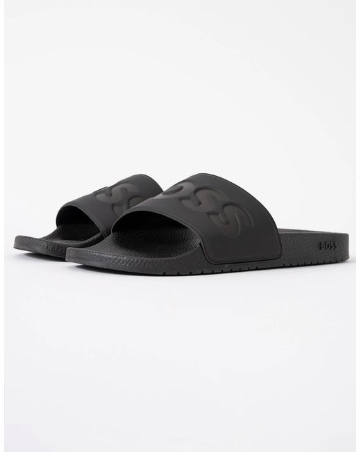 Boss Black Boss Aryeh Italian-Made Slides With Large Logo Detail for men