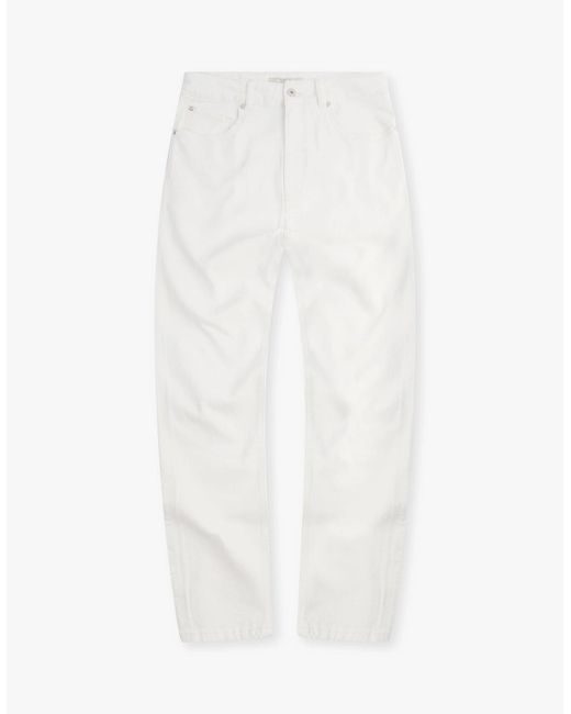Vingt Quatre Denim White Vingt Quatre Taper Fit Chalk Garment Dye Jeans for men