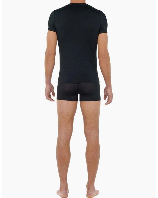 Hom Black Tencel Soft V-Neck T-Shirt for men
