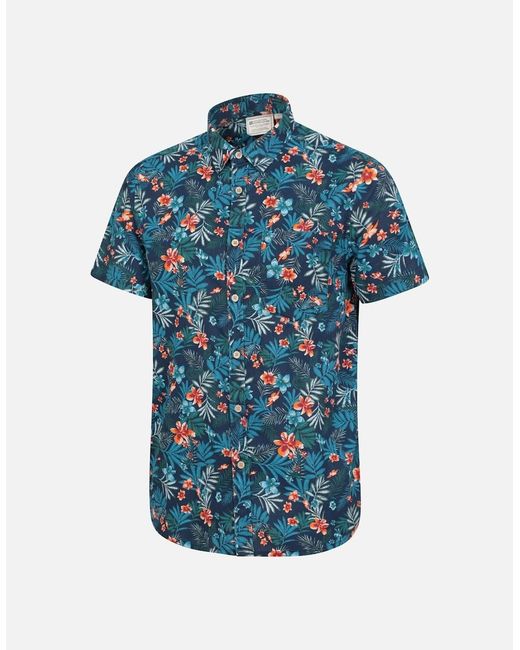 Mountain Warehouse Blue Tropical Floral Short-Sleeved Shirt for men
