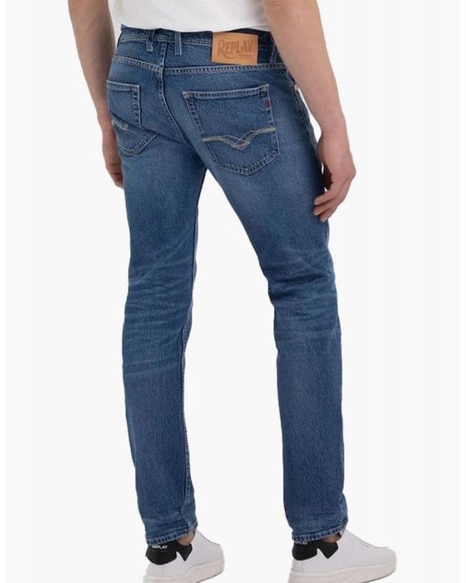 Replay Blue Grover Straight Fit Denim Jeans 009 for men