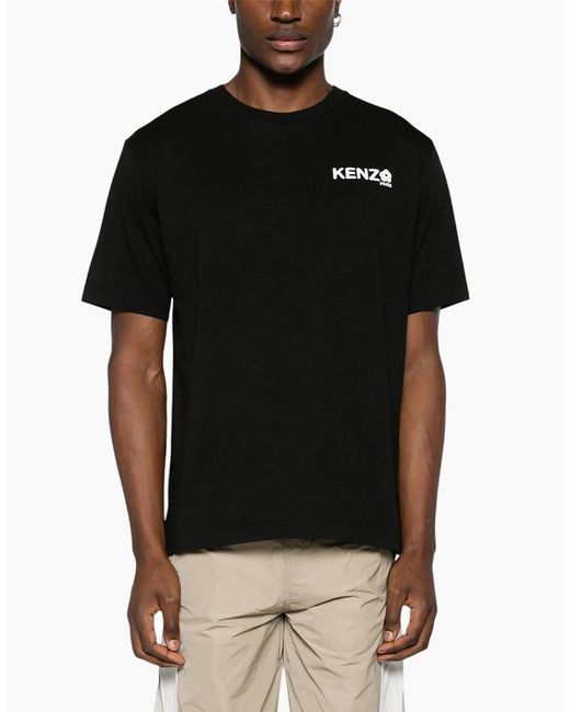 KENZO Black T Shirts Boke Flower 2.0 Cotton Crew Neck Short Sleeve for men
