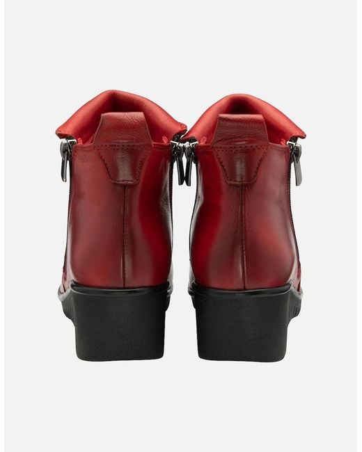 Lotus Red Cordelia Wedge Ankle Boots