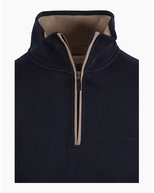 Gant Blue Sacker Rib Half Zip Evening for men
