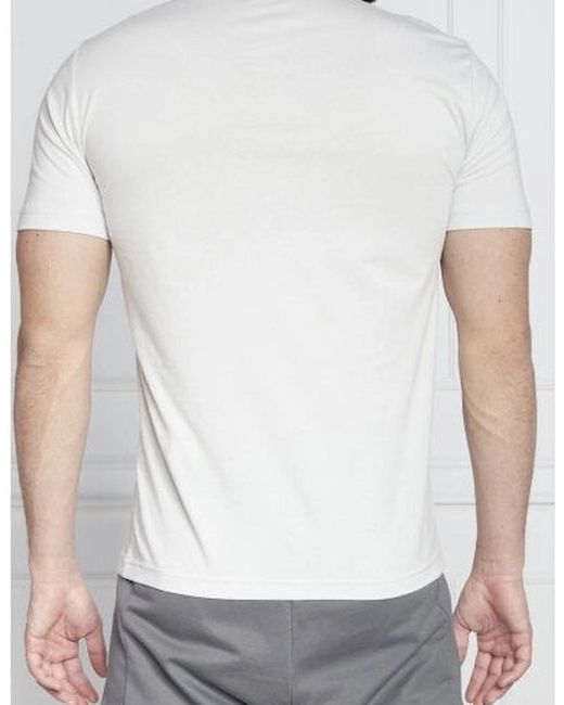 EA7 White Cotton Logo Oyster Mushroom T-Shirt for men