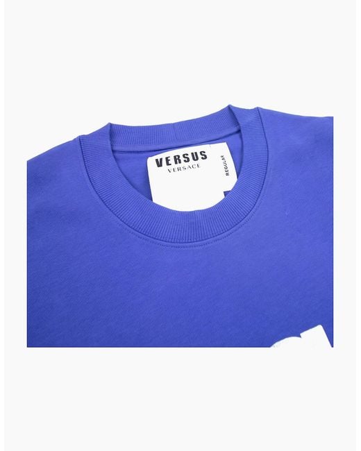 Versus  Blue Versace Versus Logo Printed Crew Neck Sweatshirt Royal for men