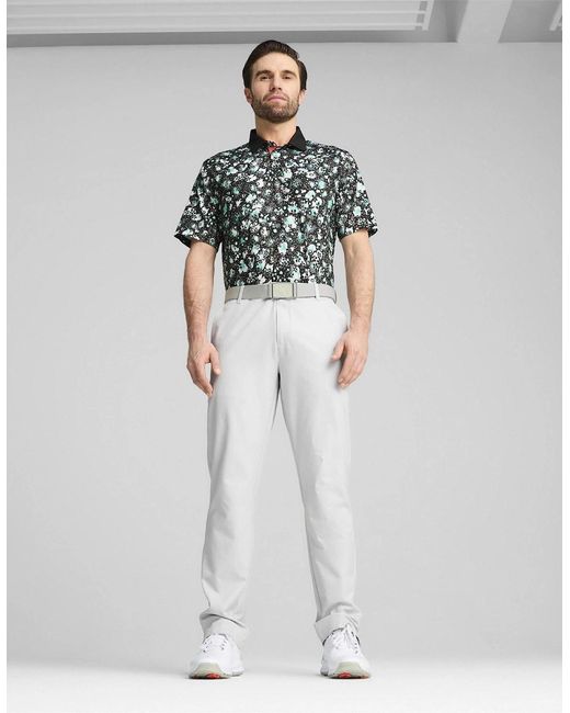 PUMA Black Cloudspun Abstract Camo Polo Shirt for men