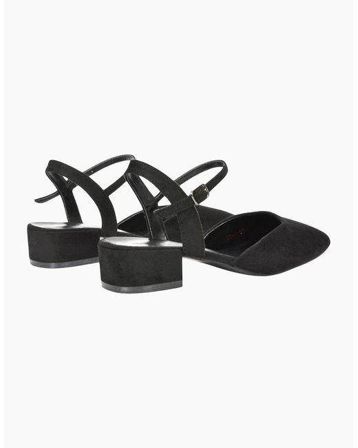 XY London Black Ladies Hilary Strappy Low Heel Court Shoes