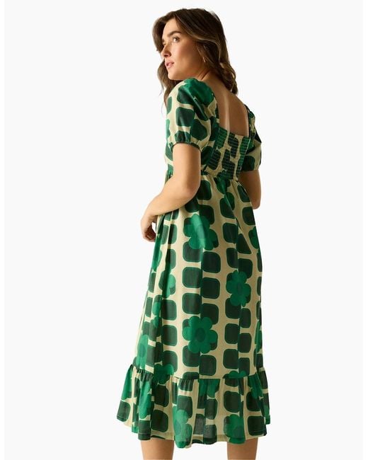 Regatta Green Ladies Orla Kiely Giant Square Flower Summer Midi Dress