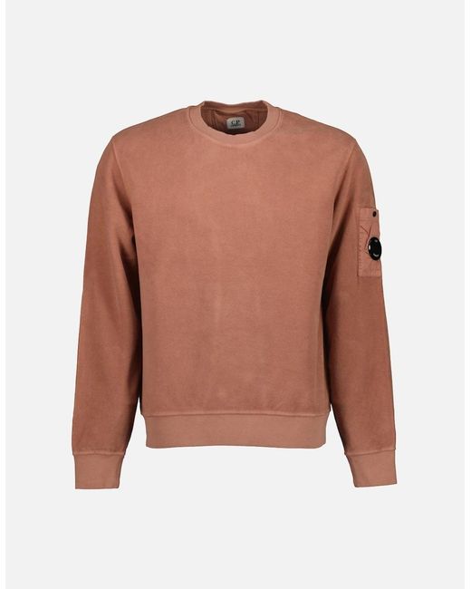 C P Company Brown Brushed Fleece Lens Sweat for men