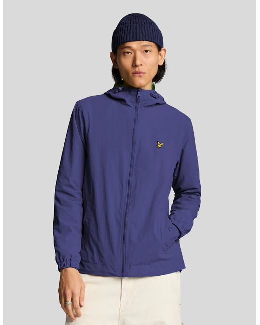 Lyle & Scott Blue Zip Through Hooded Jacket for men