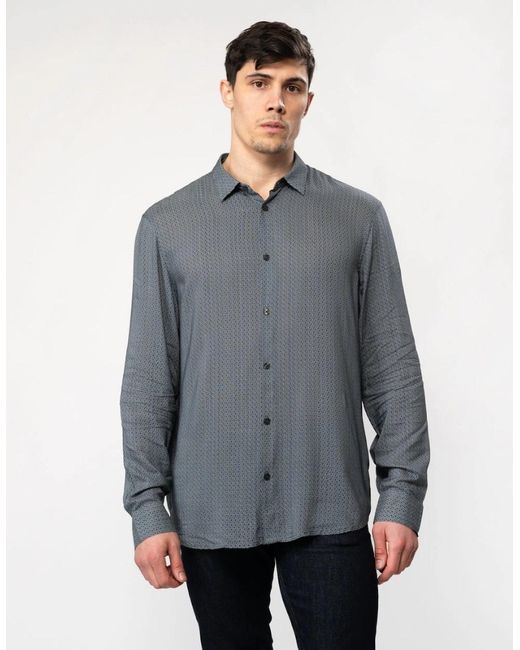 ARMANI EXCHANGE Gray Long Sleeve Pattern Print Shirt for men