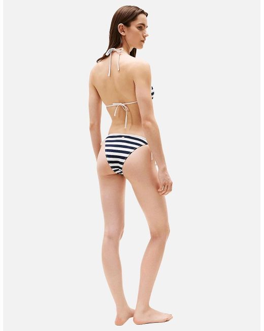 Tommy Hilfiger Blue Nautical Stripe Ribbed Triangle Bikini Top, /Ivory