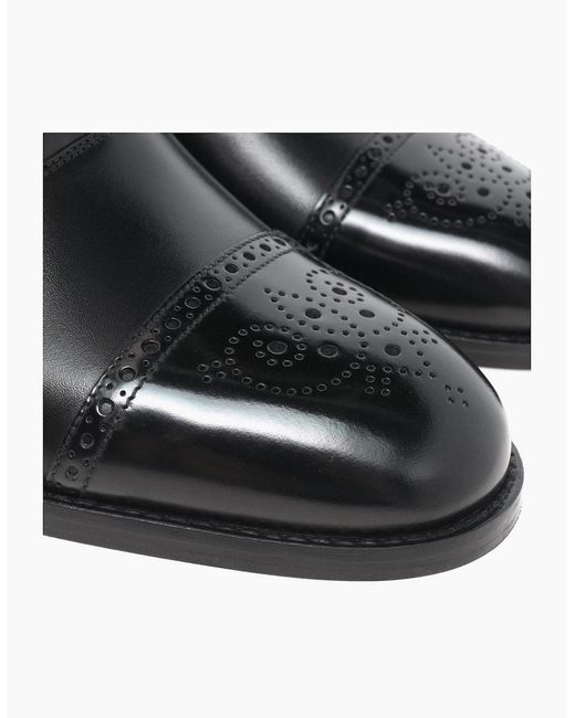 Loake Black Woodstock Lace Up Half Brogues for men