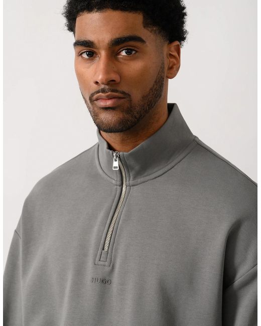Boss Gray Hugo Durty244 1/4 Zip Sweatshirt for men