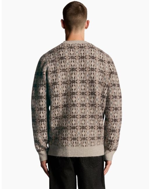 Lyle & Scott Gray Lyle & Scott Brushed Intarsia Crew Neck Jumper for men