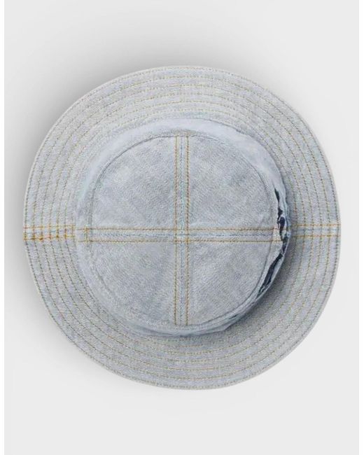 Burberry Blue Logo Print Denim Bucket Hat
